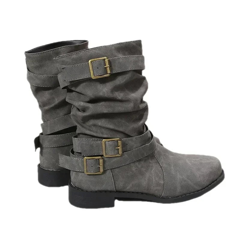 BOTAS PLANAS RETRO CON HEBILLAS n.39514