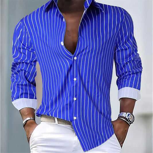 Philippe™ | Camisa de Seda a Rayas