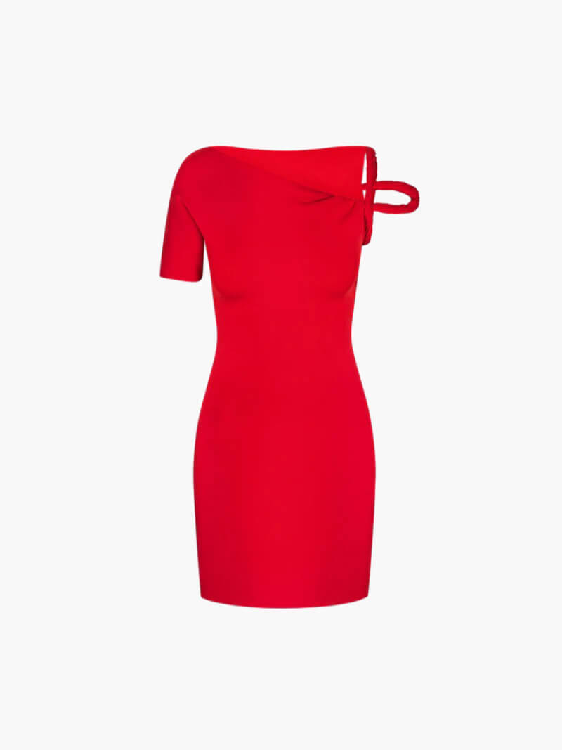 Kylie – Vestido mini asimétrico con detalle twist