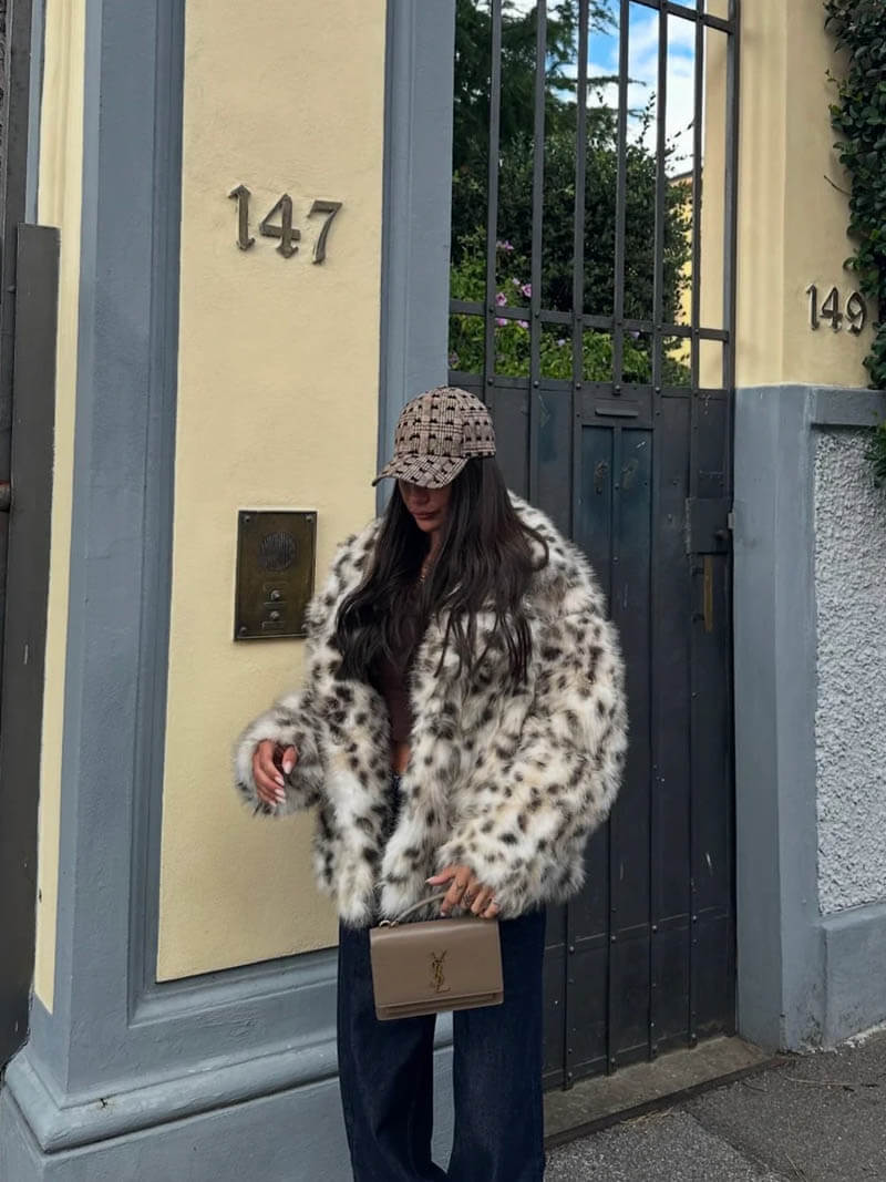 Velvet – Chaqueta de pelo sintético con estampado felino