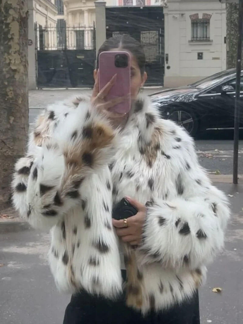 Velvet – Chaqueta de pelo sintético con estampado felino