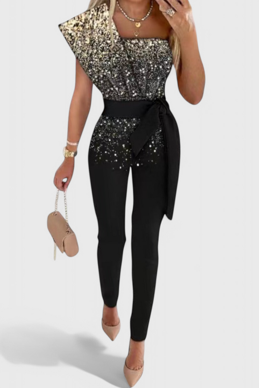 MONO DE UN SOLO HOMBRO CON LENTEJUELAS