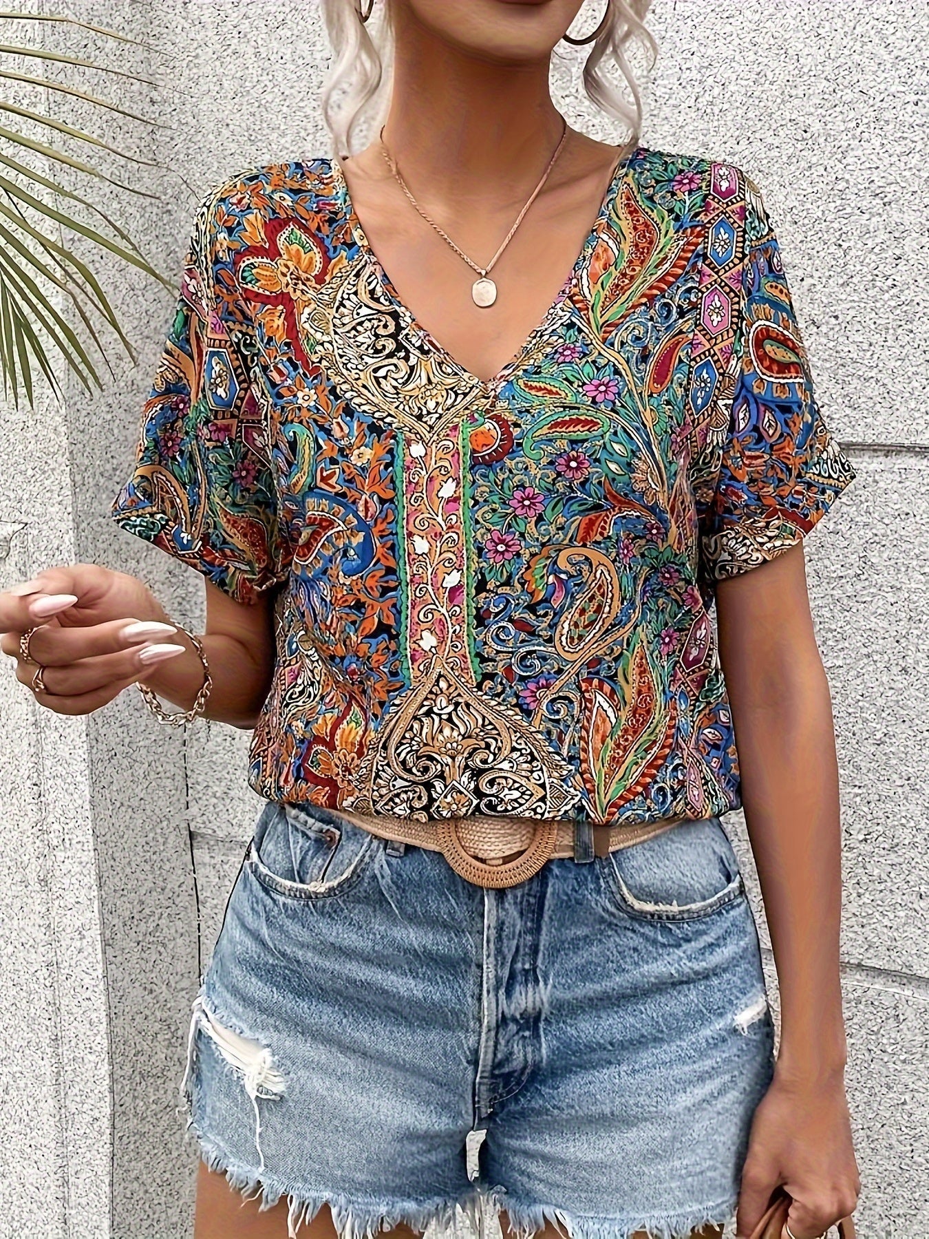 Sara – Blusa con Cuello en V