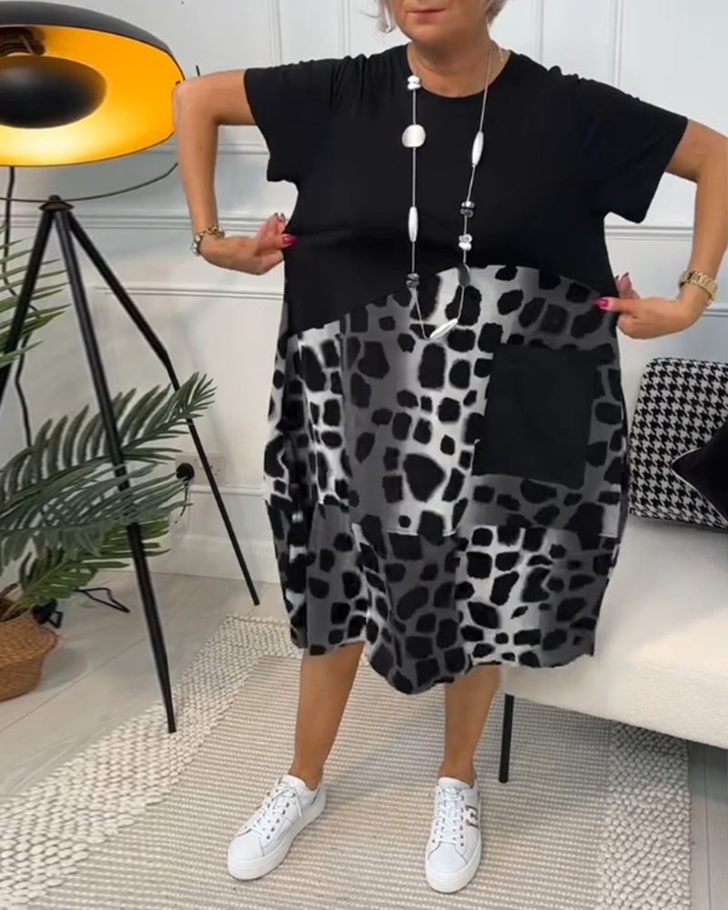Mila – Vestido estampado de cuello redondo