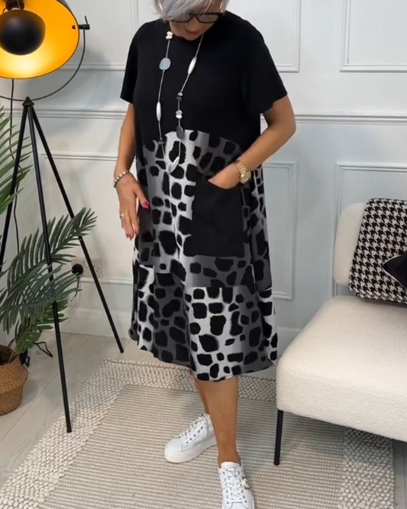 Mila – Vestido estampado de cuello redondo