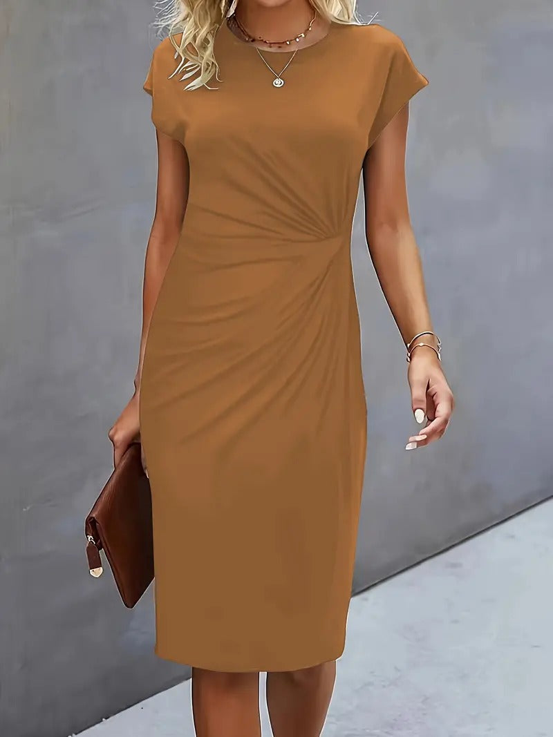 Queenie – Vestido casual de cuello redondo