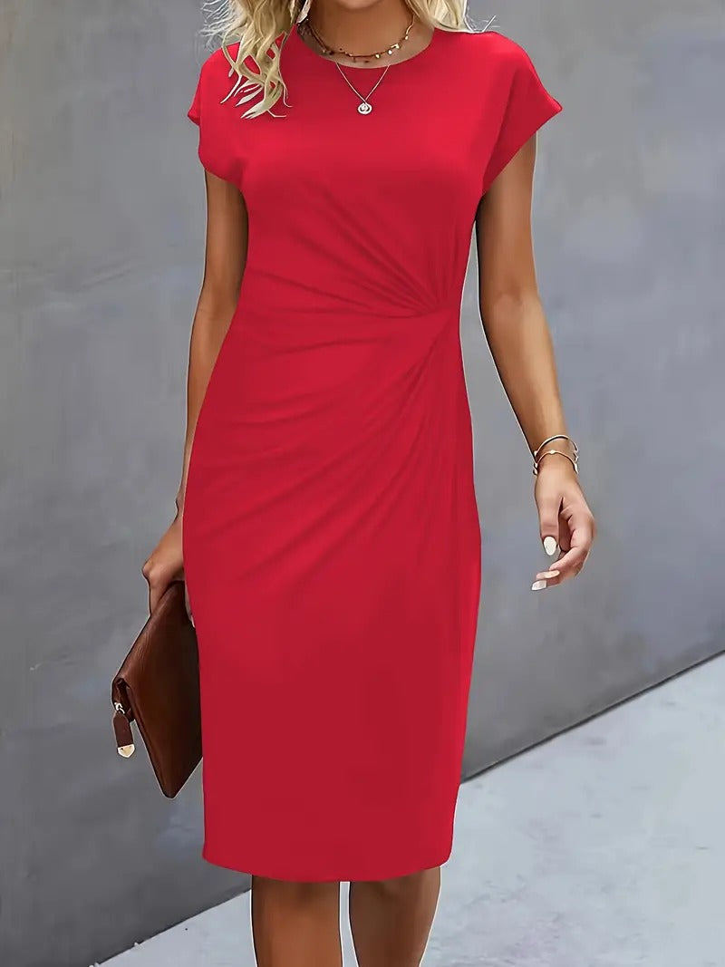 Queenie – Vestido casual de cuello redondo