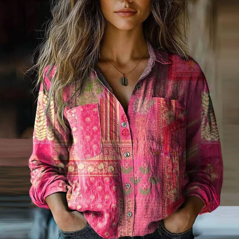 Mira – Blusa vintage estampada con estilo boho y elegancia atemporal