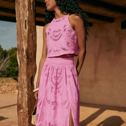 Olympe™ | Conjunto de encaje con falda abierta