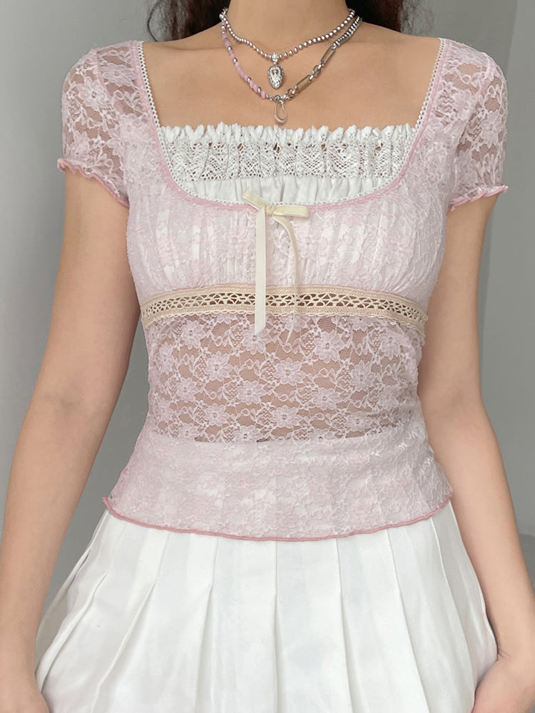 TOP CORTO CON RIBETE ROSA n.47219