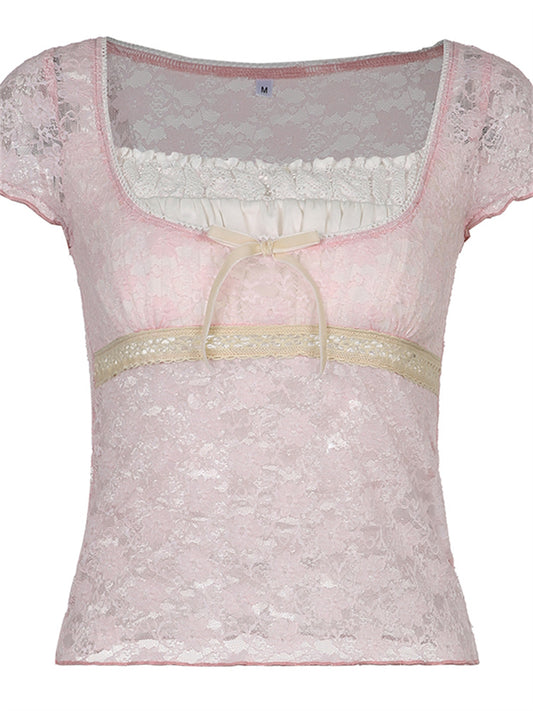 TOP CORTO CON RIBETE ROSA