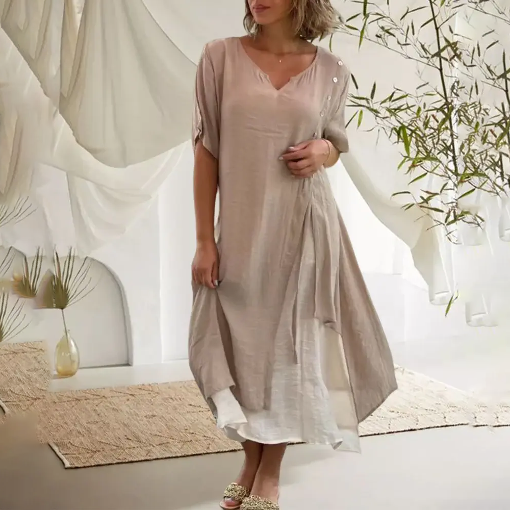 Vanessa – Vestido maxi liso y elegante