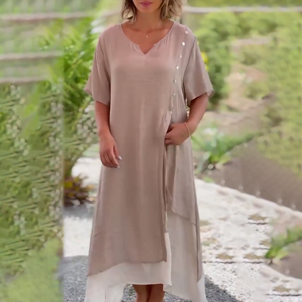 Vanessa – Vestido maxi liso y elegante