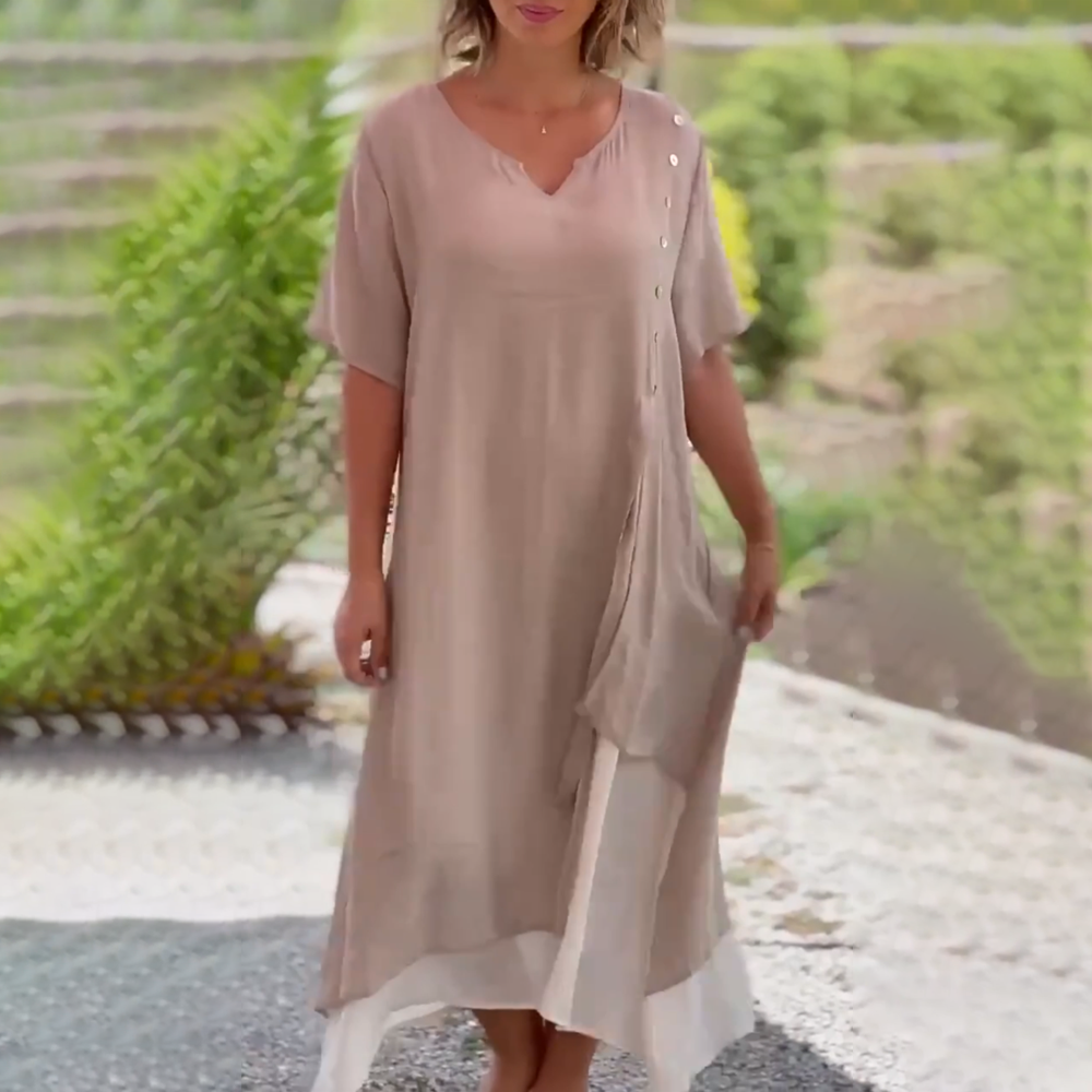 Vanessa – Vestido maxi liso y elegante