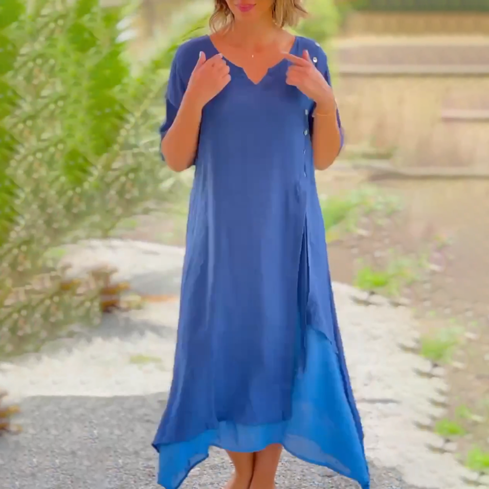 Vanessa – Vestido maxi liso y elegante