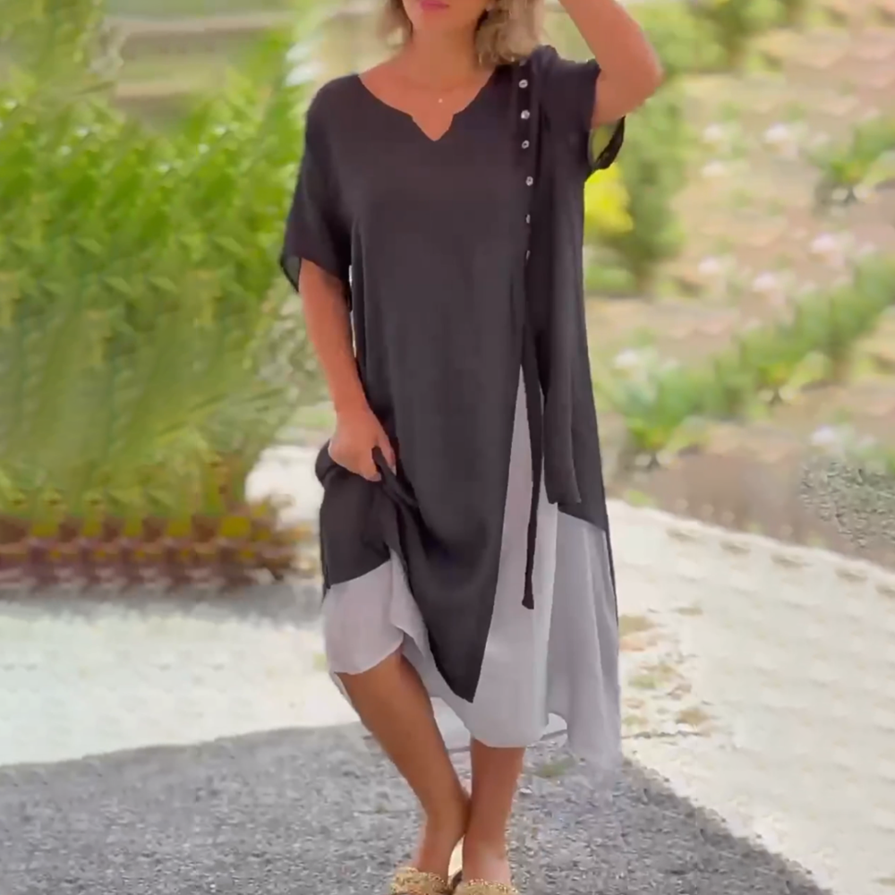 Vanessa – Vestido maxi liso y elegante