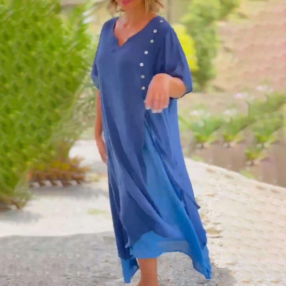 Vanessa – Vestido maxi liso y elegante