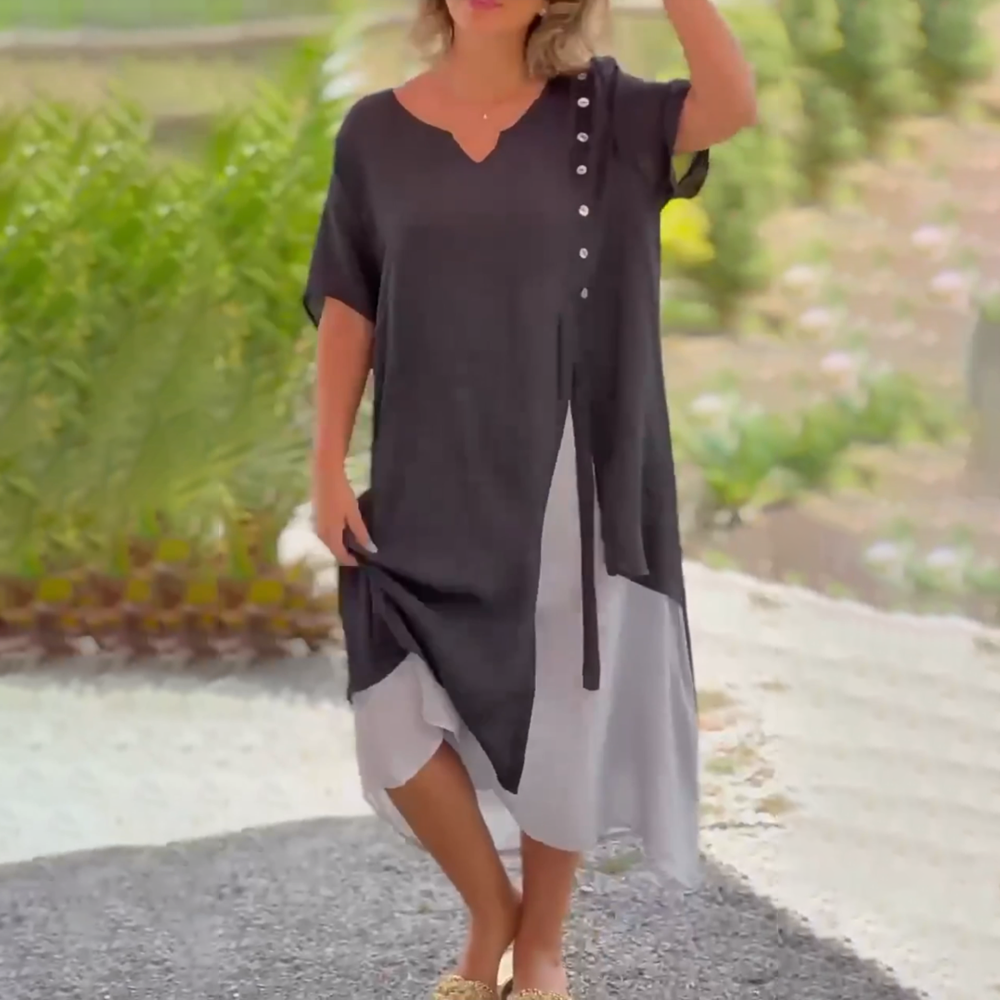 Vanessa – Vestido maxi liso y elegante