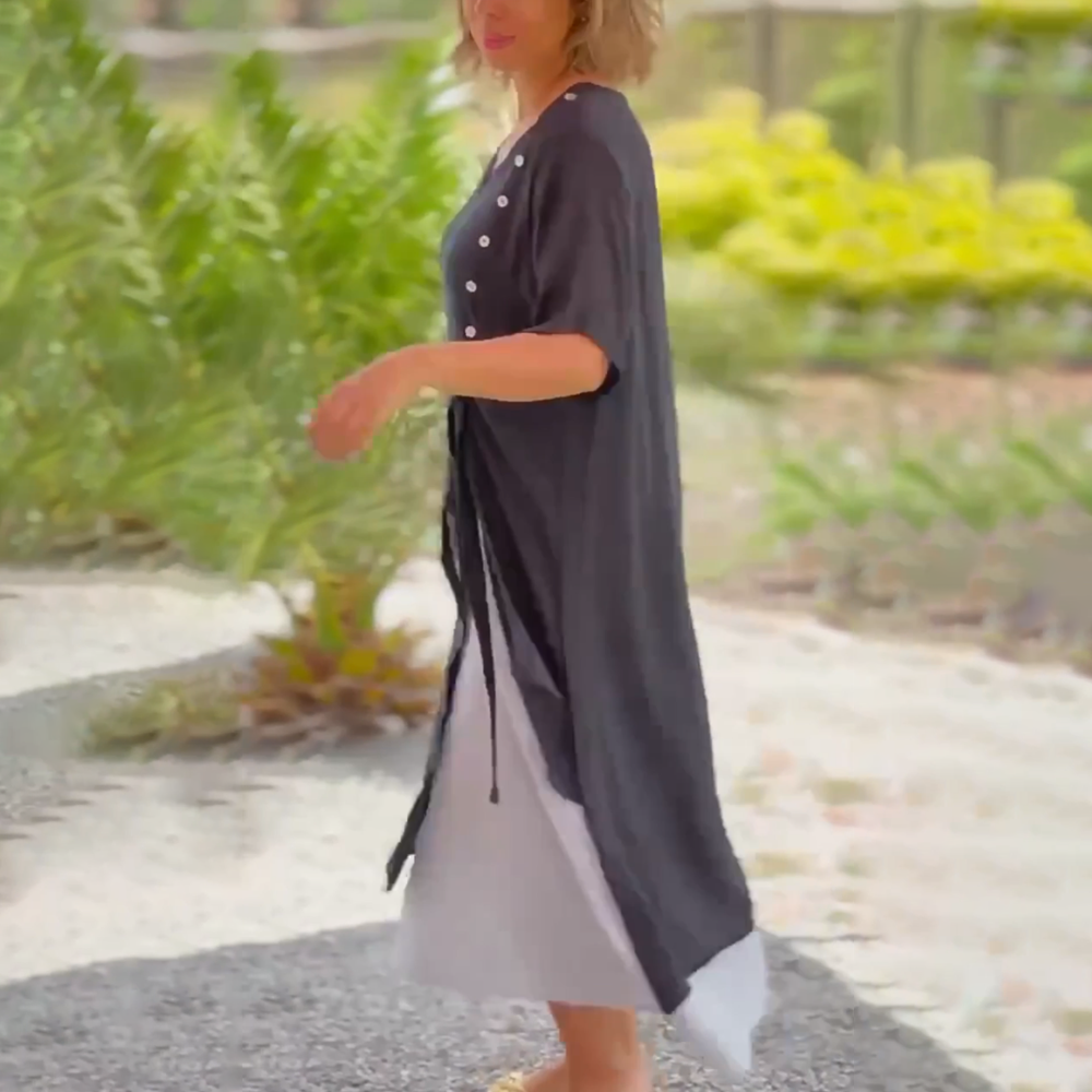 Vanessa – Vestido maxi liso y elegante
