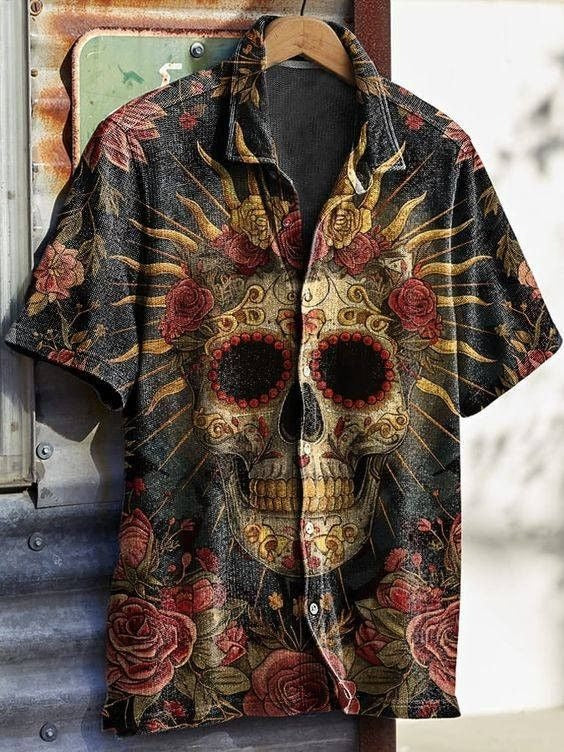 Rose Skull – Camisa con estampado calaveras y rosas