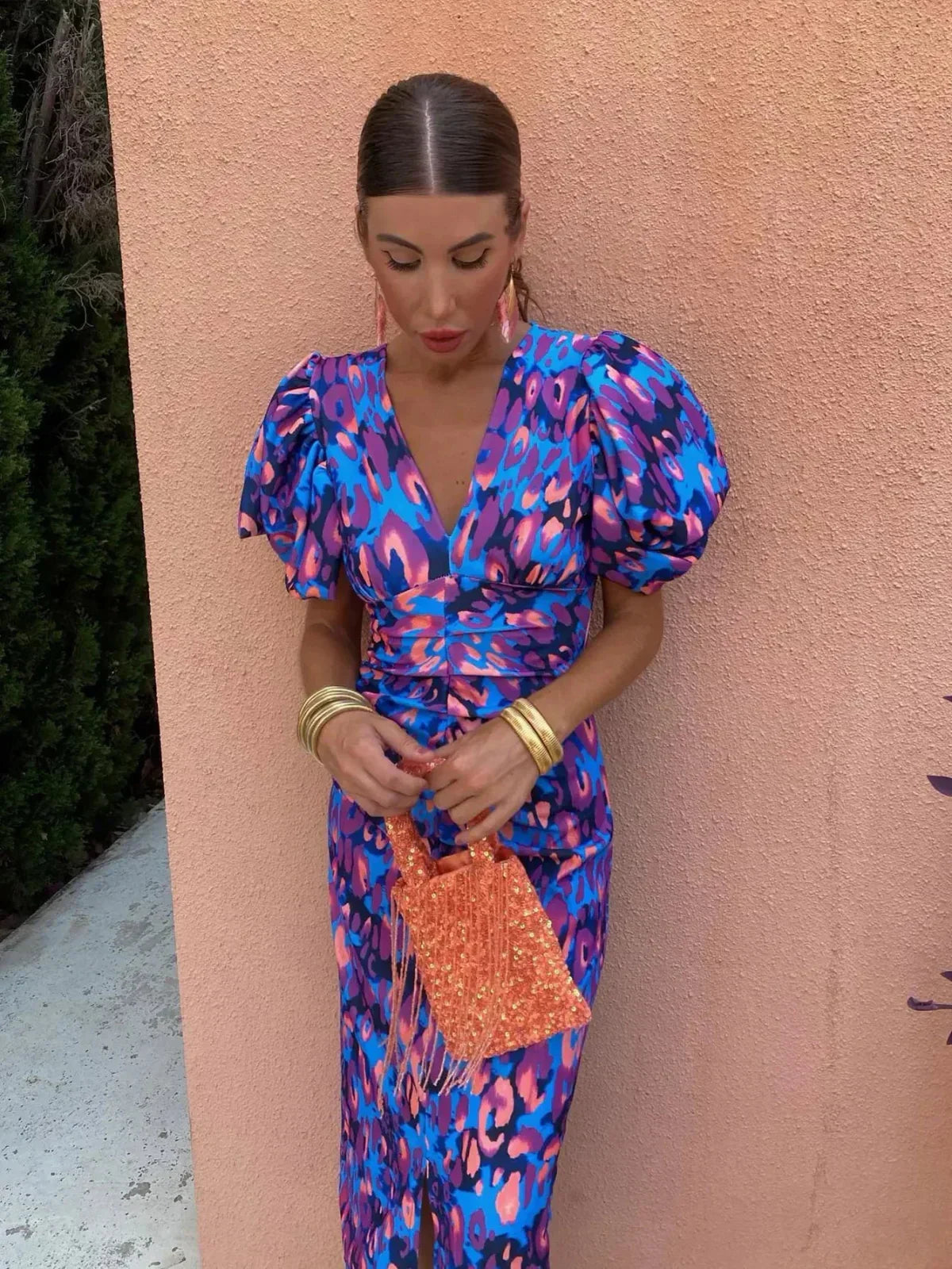 Arielle | Vestido floral con mangas plisadas
