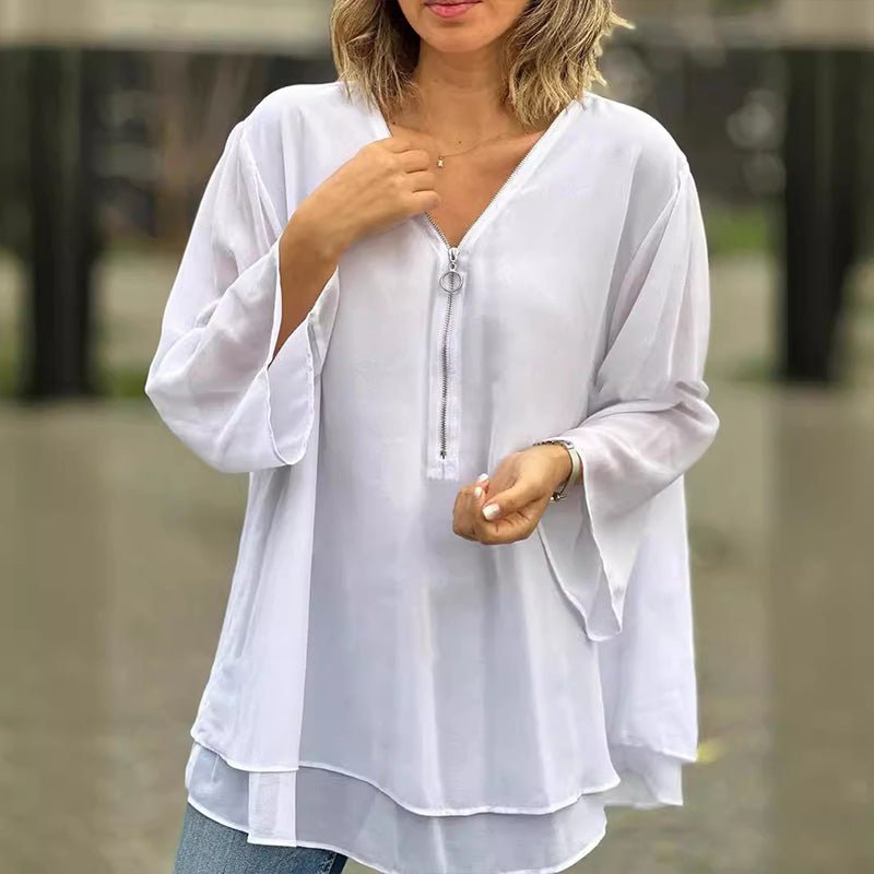 Lorelai – Blusa de Gasa con Cremallera