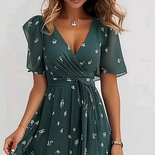 Florence – Vestido Midi Especial de Manga Corta para Mujer