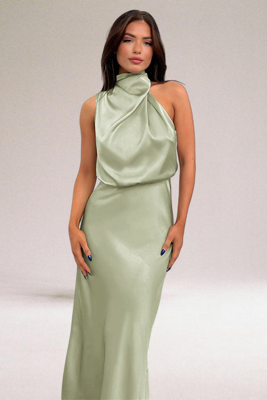 Elara – Vestido de Noche de Satén Elegante