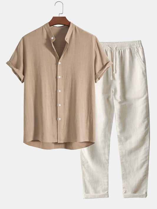 Leo – Conjunto Casual con Polo y Pantalón de Lino para Hombre