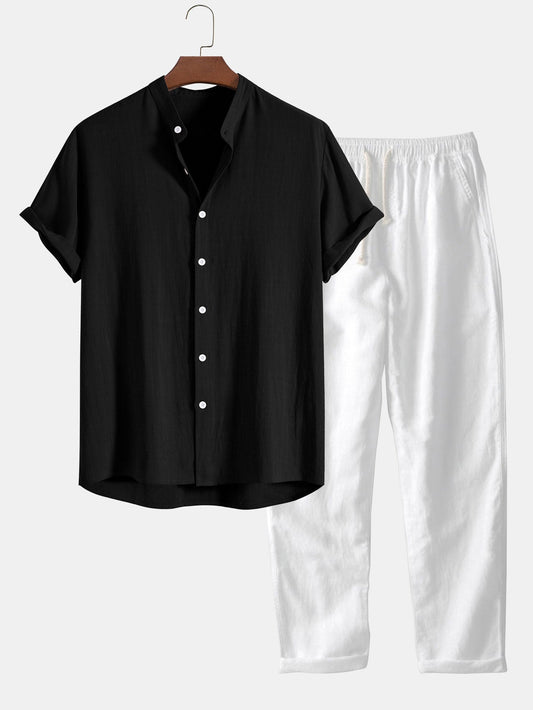 Leo – Conjunto Casual con Polo y Pantalón de Lino para Hombre