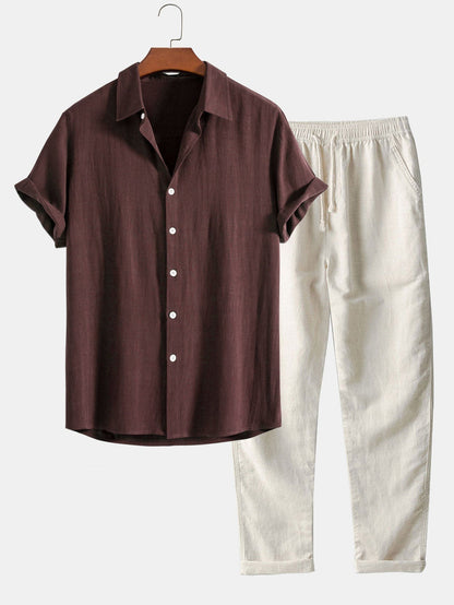 Leo – Conjunto Casual con Polo y Pantalón de Lino para Hombre