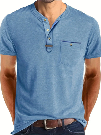 Leo – Camiseta de Cuello Redondo con Bolsillo