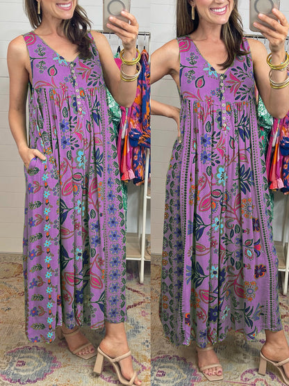 Vintage Floral – Mono sin mangas con estampado floral