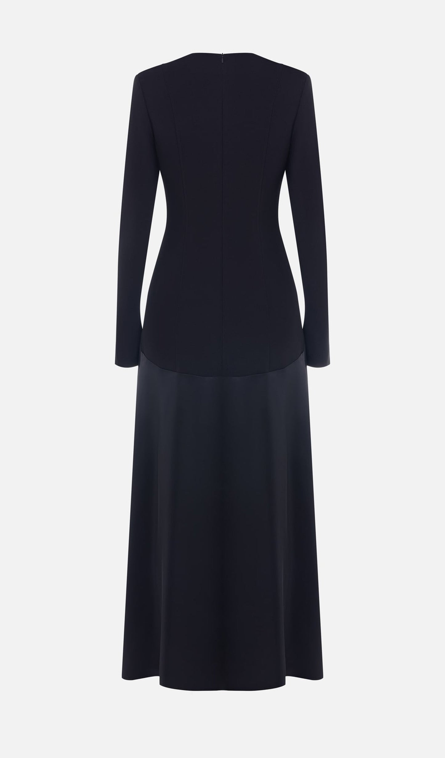 VESTIDO LARGO DE PUNTO Y SATÉN