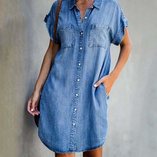 Ameline – Vestido vaquero elegante con efecto vientre plano