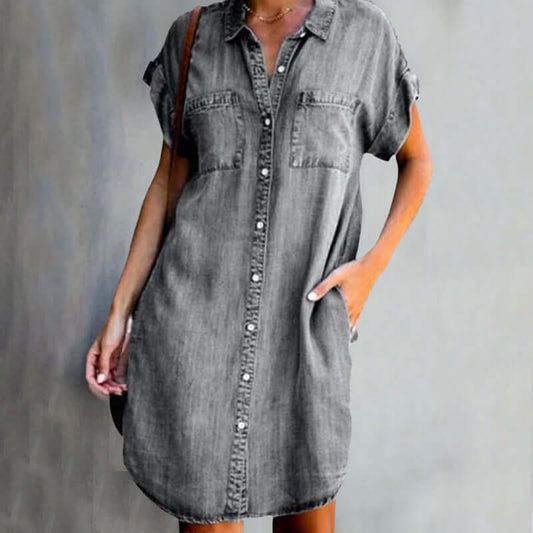 Ameline – Vestido vaquero elegante con efecto vientre plano