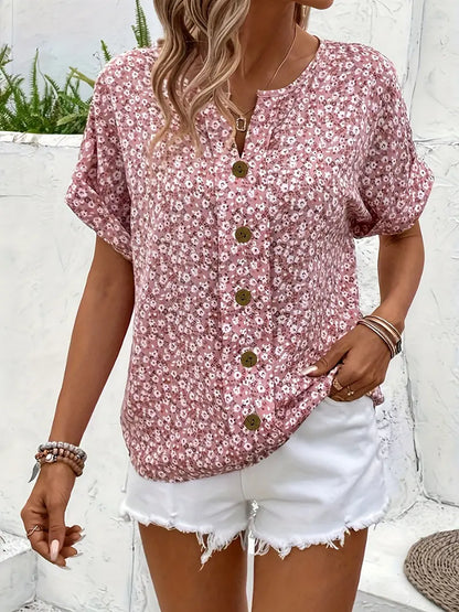 Charis – Blusa floral abotonada