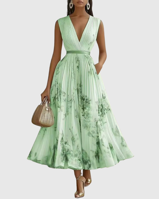 ROWELLA VESTIDO MAXI PLISADO ELEGANTE