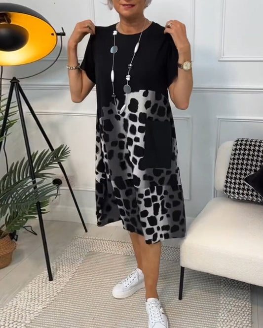 Mila – Vestido estampado de cuello redondo