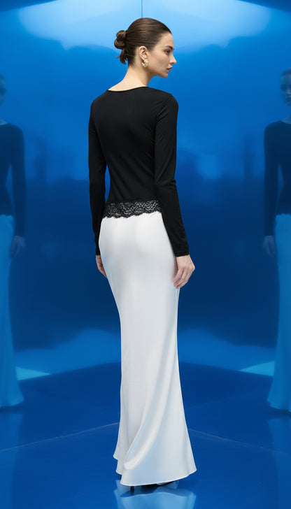 VESTIDO LARGO CON ENCAJE