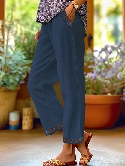 Clara – Pantalones Cropped con Ribete en Contraste