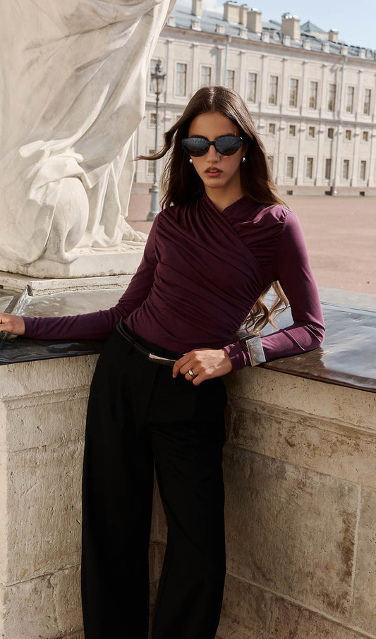 BLUSA DE PUNTO CON PLIEGUES