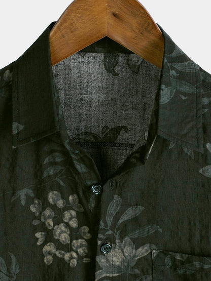 Camisa de manga corta transpirable con estampado floral vintage para hombre