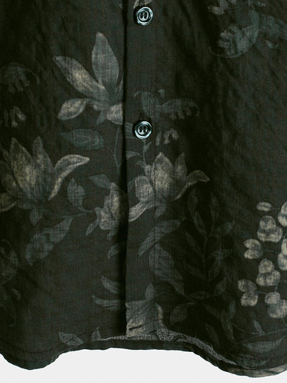Camisa de manga corta transpirable con estampado floral vintage para hombre