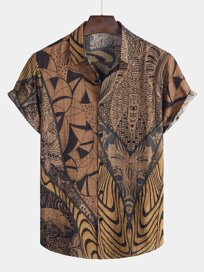 Lote de 3 |  Camisa de playa informal de algodón de manga corta para hombre