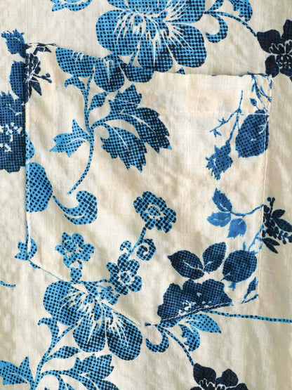 Camisa hawaiana de manga corta para hombre con bolsillo y estampado floral