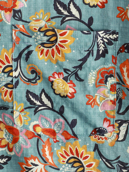 Camisa de manga corta con bolsillo y estampado paisley para hombre