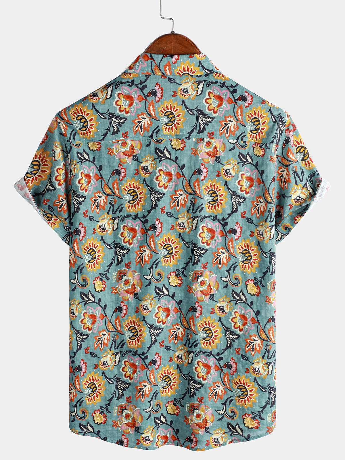 Camisa de manga corta con bolsillo y estampado paisley para hombre