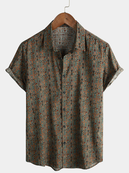 Lote de 3 |  Camisa hawaiana retro de algodón con estampado floral para hombre