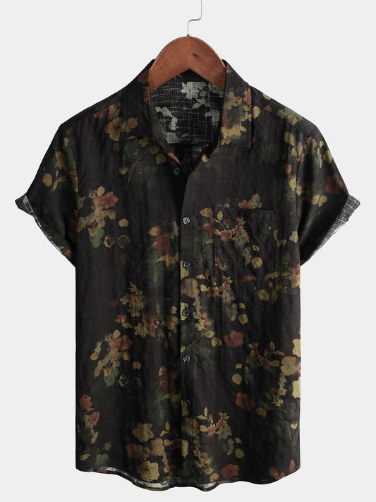 Camisa de playa informal de algodón de manga corta para hombre